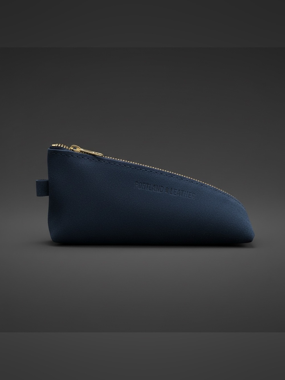 New Portland Leather Deep Water Alpine  Navy Leather Zip Pouch